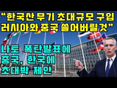 "한국산 무기 초대규모 구입해 러시아와 중국 쓸어버릴 것" 나토 폭탄발표에 중국, 한국에 초대박 제안