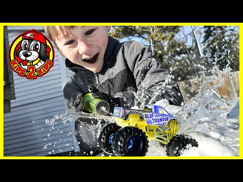 MUD BLASTERS GIVEAWAY 💦 Monster Jam Color Change SNOW & WATER RACING COMPILATION