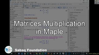 Matrices Multiplication in Maple