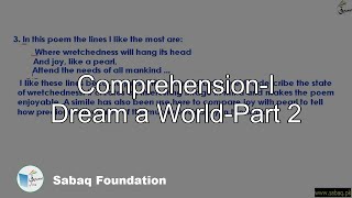 Comprehension-I Dream a World-Part 2