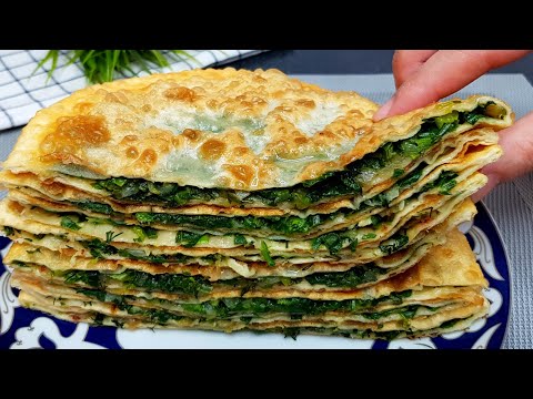 Мука+Вода и Зелень!!! ВКУСНЕЕ ВСЯКИХ ЧЕБУРЕКОВ‼Потрясающее лепёшки с зеленью