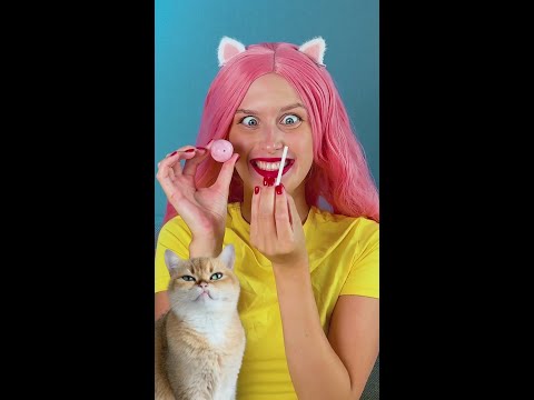 🚫 No Chewing Gum? No Problem! 🍬 Try This Sneaky DIY Lollipop Trick! 🍭😋 #cat #reaction #candy #diy