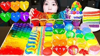 ASMR MUKBANG| 레인보우 디저트 키보드 젤리 아이스크림 마카롱 코하쿠토 먹방 & 레시피 RAINBOW DESSERT ICE CREAM MACARONS EATING