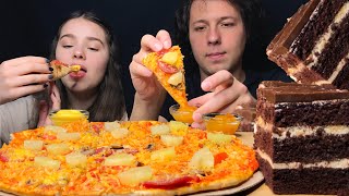 ASMR PEPPERONI PIZZA & CHOCOLATE CAKE MUKBANG EATING SOUNDS 먹방 Tati ASMR