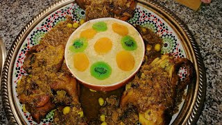 دجاج بلدي محمر بدغميرة الفاسية / مرافقين بكسكس بالقرفة و سكر كيجي يا سلااااااام 👌💯