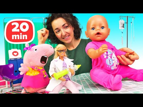 🐷💕 Peppa peluche sta imparando ad accudire le bambole! Video con giocattoli per bambini piccoli