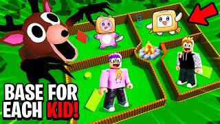 We Built 4 CAMPS! One Base for EACH KID In 99 NIGHTS IN THE FOREST ROBLOX!?