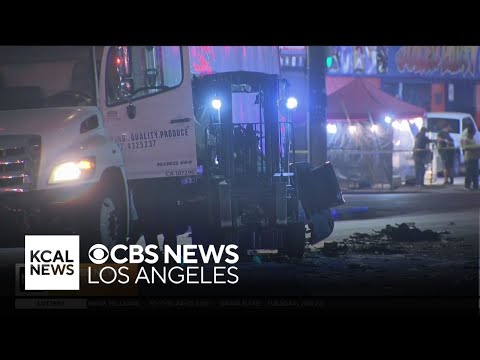 Downtown LA driver crashes into forklift, causing another collision with a truck