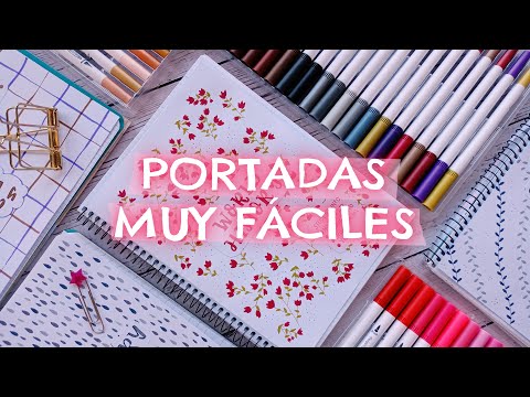 CÓMO HACER PORTADAS para CUADERNO FÁCILES Y BONITAS  💖CARÁTULAS con ROTULADORES de PUNTA PINCEL