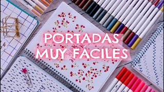 CÓMO HACER PORTADAS para CUADERNO FÁCILES Y BONITAS  💖CARÁTULAS con ROTULADORES de PUNTA PINCEL