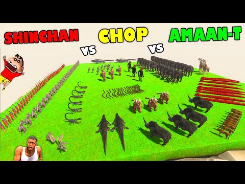 SHINCHAN TEAM vs CHOP TEAM vs AMAAN TEAM Small Units in Animal Revolt Battle Simulator | arbs hindi