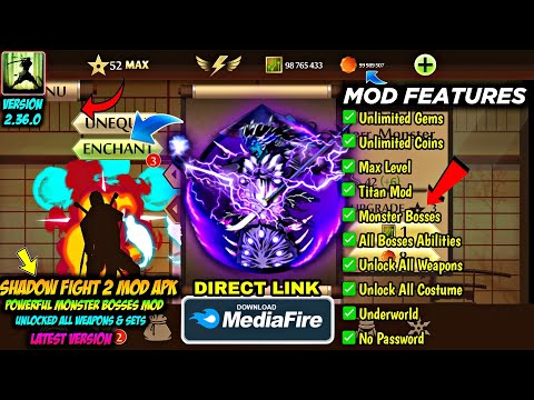 shadow fight 2 mod apk max level 52 unlimited money latest version media fire - Monster Boss Mod