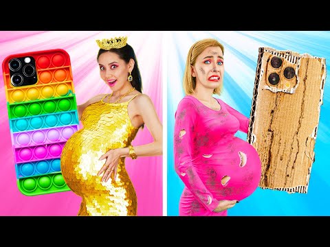 RICH VS POOR PREGNANT HACKS 💵 Paper Craft Ideas 💝Funny Situations and Crazy Hacks by 123 GO