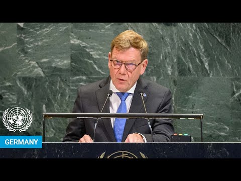 YouTube video thumbnail: Germany - Federal Minister for Foreign Affairs Addresses UN General Debate, 80th Session