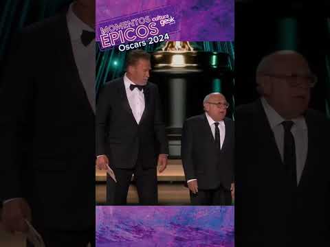 #Oscars2024  #arnold y #dannydevito presentaron un premio pero se pudrió todo con #Batman!