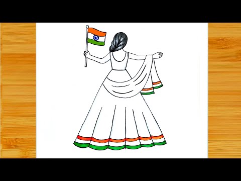 Republic day drawing | Republic day drawing easy | 26 january drawing | Traditional girl drawing