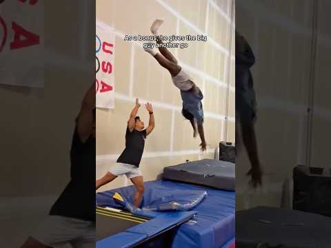 Would you want him as your spotter?😂 #gymnastics #sports #olympics #flips #gymnast #fails #spotter