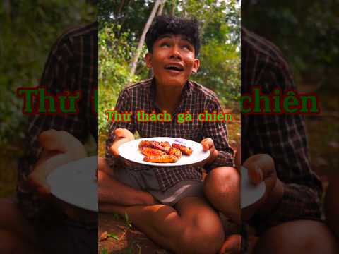 Thử thách ăn gà chiên trong rừng. #shorts #vlog