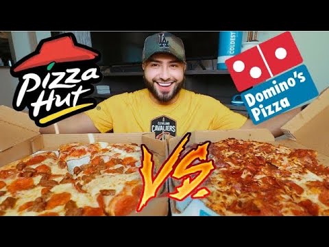 PIZZA HUT vs DOMINOS PIZZA EATING SHOW MUKBANG #pizzamukbang