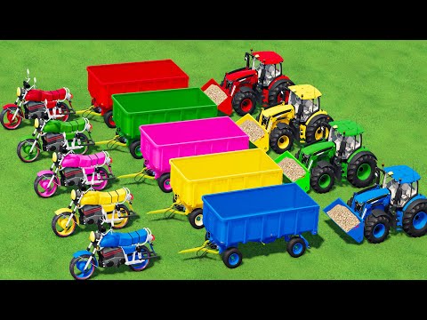 Tractor of Colors! Big Honda MOTOR vs FRUITS WITH COLORED LOADER JOHN DEERE! LOAD & SELL JOB! FS22