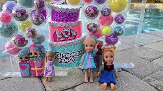 Snowflake's Birthday ! Elsa & Anna toddlers - LOL surprise party - Barbie dolls