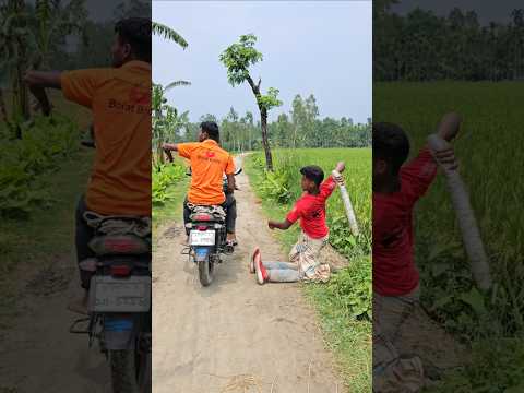 The boy rode his bike along the road.3
