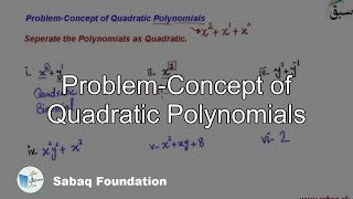 Problem-Concept of Quadratic Polynomials