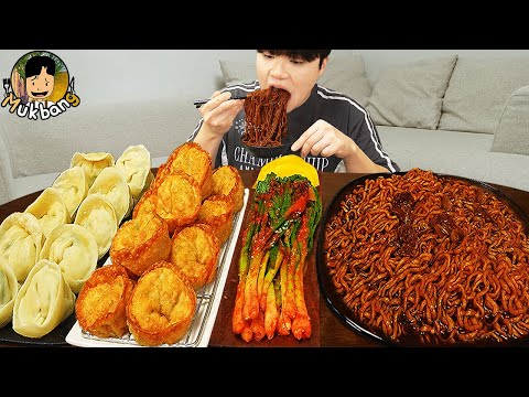 ASMR MUKBANG 직접 만든 양념 치킨먹방! 튀김만두 짜파게티 레시피 & 먹방 FRIED CHICKEN AND BLACK BEAN NOODLES EATING SOUND!