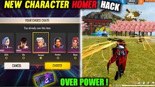 New HOMER CHARACTER TRICKS 😱 HOMER ABILITY TEST IN FREE FIRE