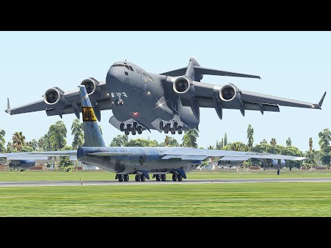 Military Aircraft C-17 Almost Collide Into B52 At Runway [XP11]