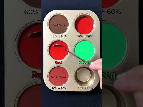 Create 4 colors from 2 colors: Red + Green #asmr #mix #colormixing #colors #mixing #red #green