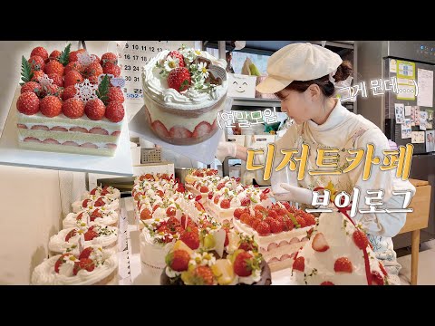 (ENG) 연말에도 쉬지 않고 일개미처럼🐜 일하는 부산 디저트카페 vlog | 불경기타파는 딸기케이크,각종 딸기케이크 디자인🍓