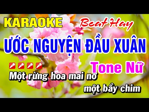 Karaoke Ước Nguyện Đầu Xuân (Beat Hay) Tone Nữ Nhạc Xuân 2024 | Hoài Phong Organ