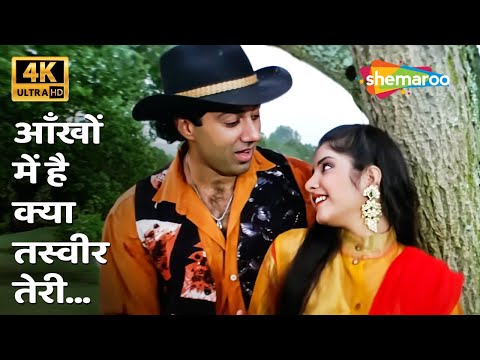 Aankhon Mein Hai Kya Tasveer Teri [4K Song] | Vishwatma(1992) | Sunny Deol, Divya Bharti | Love Song