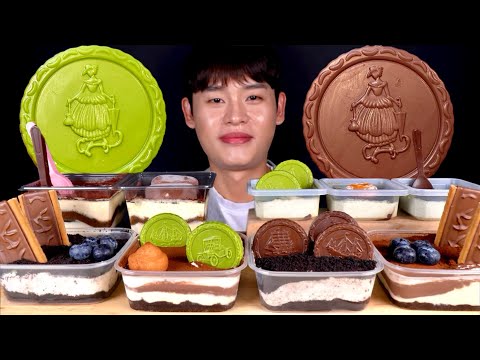 ASMR 쇼콜라티라미수 오레오티라미수 녹차두부티라미수 제로티라미수 먹방~!! Chocolate Oreo Green Tea Tiramisu MuKBang~!!