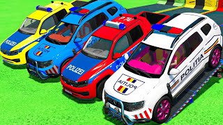 TRANSPORTING PIXAR CARS & FRUITS WITH COLORED & JOHN DEERE vs CLAAS vs TRACTORS - BeamNG.drive #962