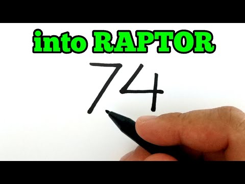 How to turn number 74 into Raptor Jurassic World - how to draw dinosaur raptor - LET'S DRAW