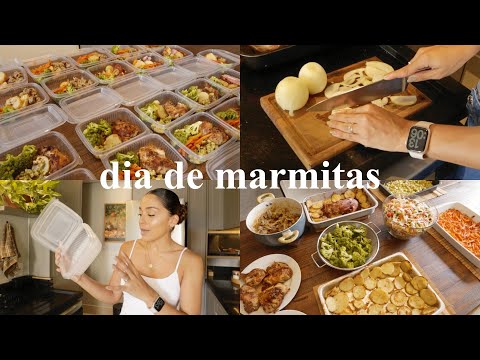 VLOG: fazendo marmitas para 15 dias, feira, compras, cardápio...