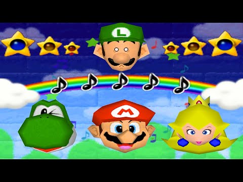 Mario Party 64 - The Top Lucky Minigames - Luigi vs Yoshi vs Peach vs Mario