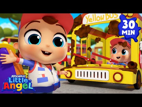 Wheels on the Bus (Yellow School Bus Edition) | Little Angel | Kids Songs & Nursery Rhymes