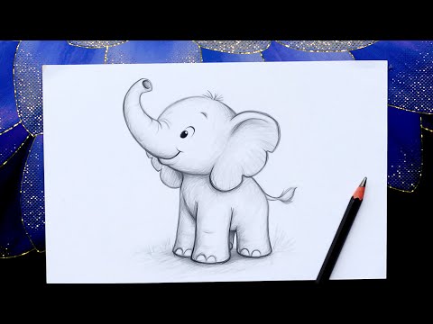 🟢 Baby Elephant Drawing 🐘
