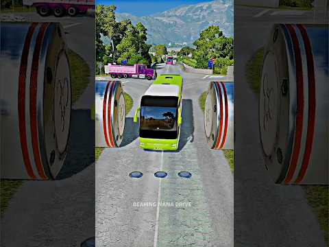 Colourful school buses vs Hydraulic crash ~ BeamNG.drive