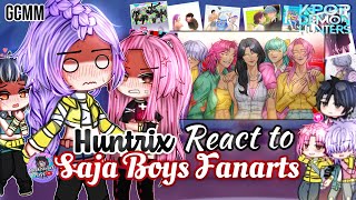 HUNTRIX React To SAJA Boys Fanarts | KPOP Demon Hunters | GLMM / GCMM | Gacha Club Mini Movie