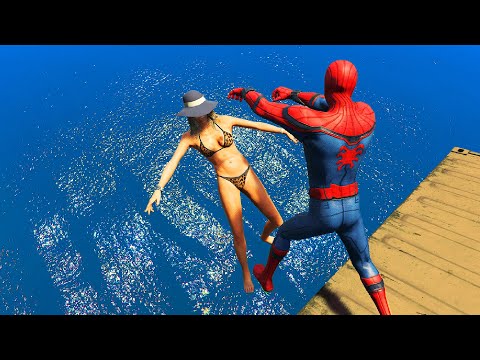 GTA 5 Epic Ragdolls Spiderman Compilation #74 (Jumps/Falls, Funny Moments)