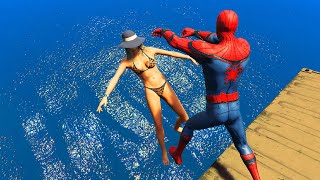 GTA 5 Epic Ragdolls Spiderman Compilation #74 (Jumps/Falls, Funny Moments)