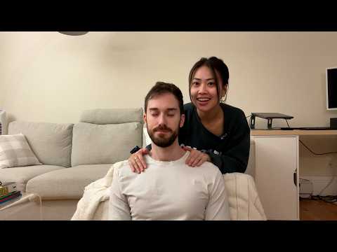 ASMR Whispering Update | Relaxing Shoulder Massage & Hair Play For My Husband