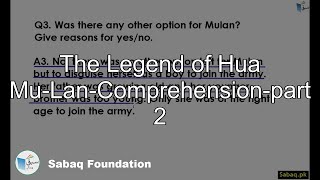 The Legend of Hua Mu-Lan-Comprehension-part 2