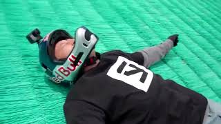 YouTube video thumbnail: Japanese Rider Completes World Record One-Wheel Descent Down Ski Jump