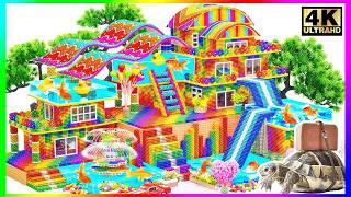 ASMR x 1.5 - Building Villa With Wavy Rooftop And Water Slide into UnderGround Swimming Pool