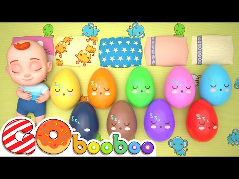 10 Ovos Surpresa Coloridos | Dez na Cama | Músicas Infantis | GoBooBoo em Português